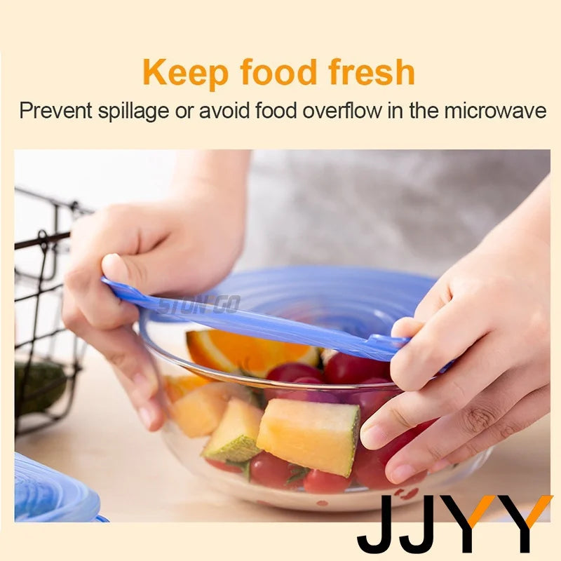 Reusable Silicone Stretch Lids, Universal Round & Square Food Covers for Bowls, Pots & Pans
