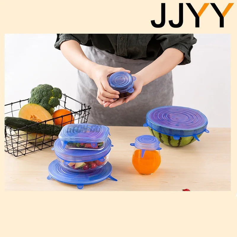 Reusable Silicone Stretch Lids, Universal Round & Square Food Covers for Bowls, Pots & Pans