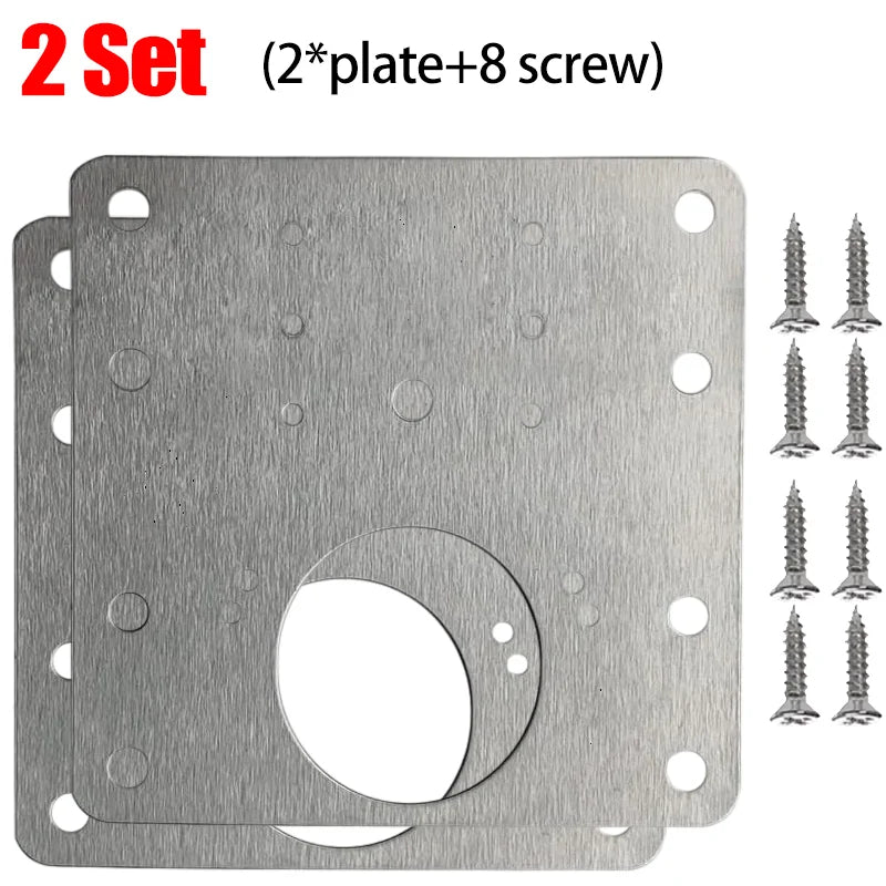 Stainless Steel Cabinet Door Hinge Repair Plate Kit with Screws – Durable Furniture Hardware