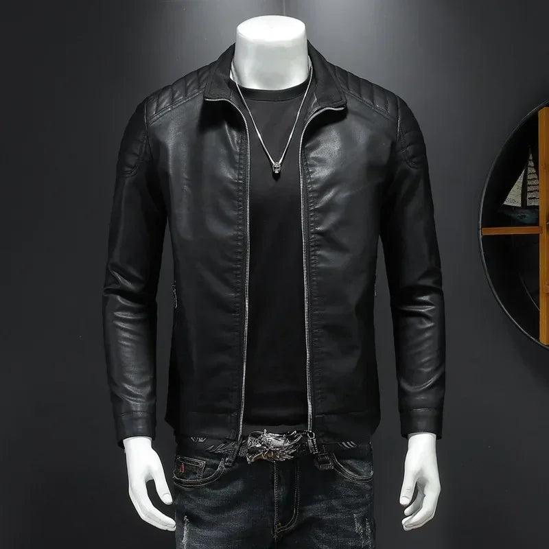 Men PU Leather Jacket Motorcycle Streetwear Baseball Outdoor Bomber Casual coat Men Autumn Motorcycle Windbreaker Male Outwear
