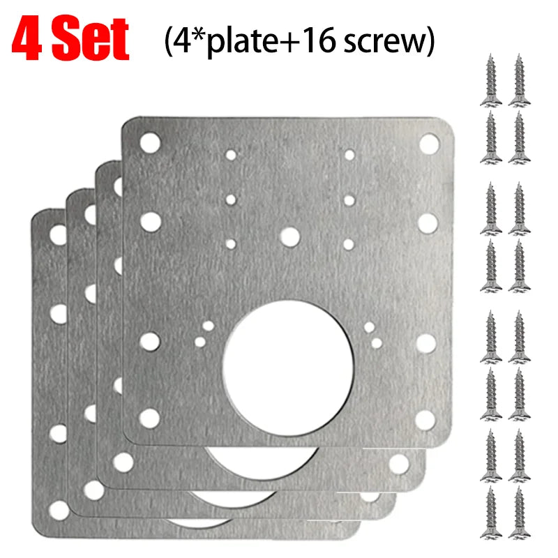 Stainless Steel Cabinet Door Hinge Repair Plate Kit with Screws – Durable Furniture Hardware