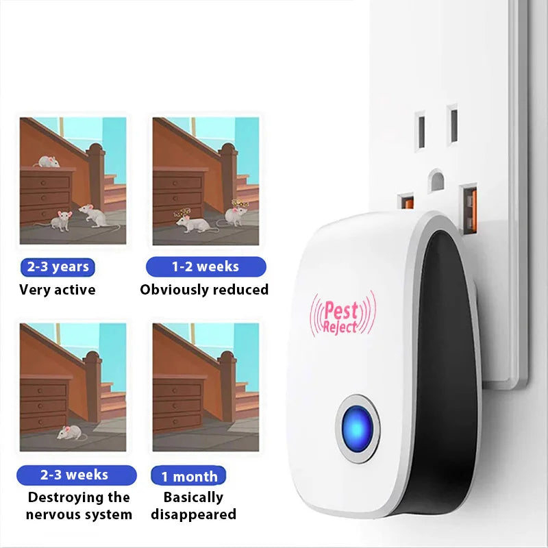 2/4/6pcs Pest Reject Ultrasound Mouse Cockroach Repeller Device Insect Rats Spiders Mosquito Killer Pest Control Household Pest