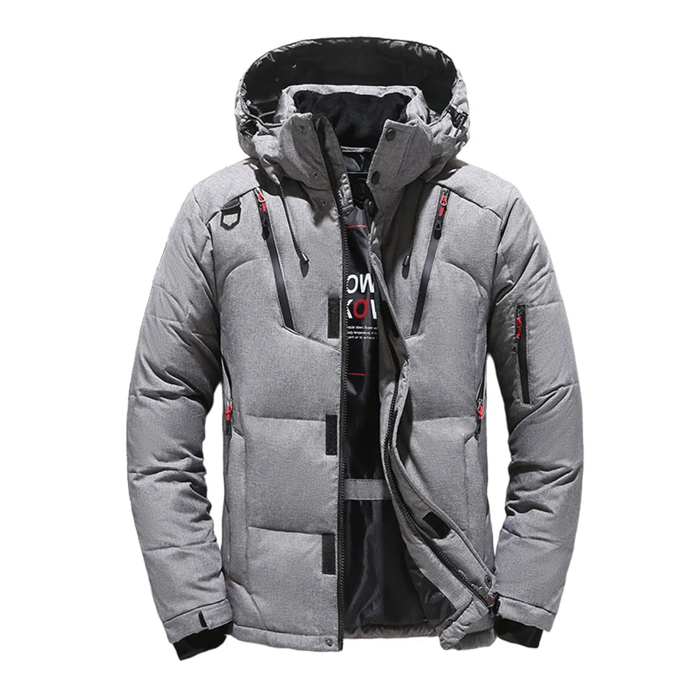 Men's Outdoor Lightweight Warm Detachable Collar Down Jacket Winter New Arrival Casual Fashion Multi-Pocket Workwear Down Coat