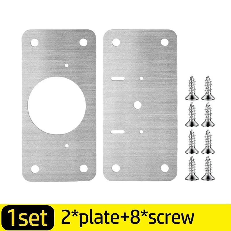 20/2Pcs Cabinet Hinge Repair Plate Kits Stainless Steel Door Hinge Mounting Plate with Holes for Home Kitchen Cupboard Furniture