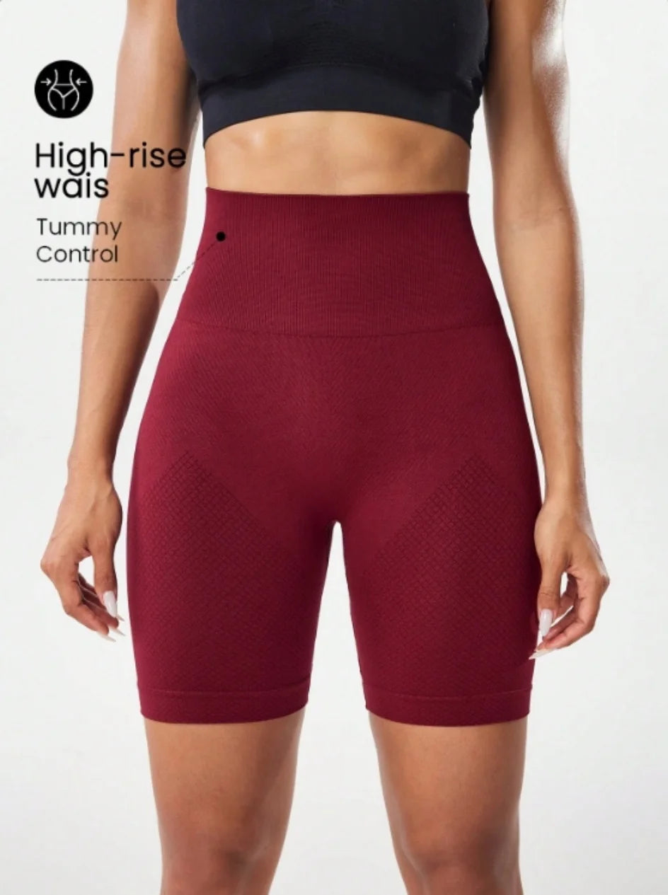 High waisted tight fitting sports shorts for women, fitness yoga pants, elastic and breathable running pants