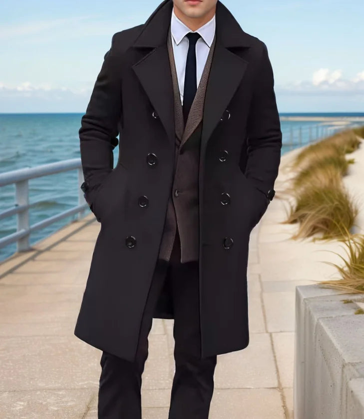 New Fashion Casual Long Sleeve Turn-down Collar Single Breasted Solid Color Slim Fit Wool & Blends Coat For Men,10 Colors