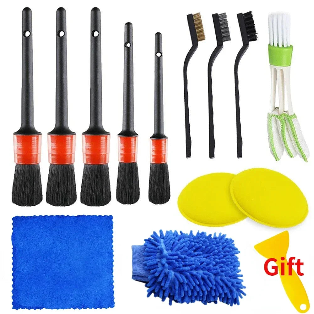 New Car Cleaning Kit Scrubber Zfouek Drill Detailing Brush Set Air Conditioner Vents Towel Polisher Car Auto Detailing Tools