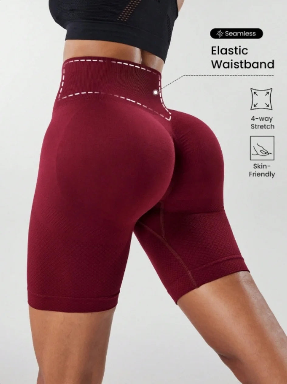 High waisted tight fitting sports shorts for women, fitness yoga pants, elastic and breathable running pants