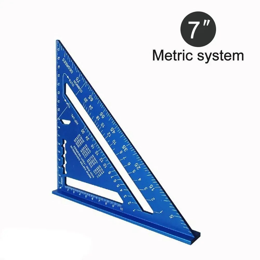 7" Triangle Ruler, Aluminium Alloy Carpenter Tool, Inch & Metric Angle Speed Square for Woodworking