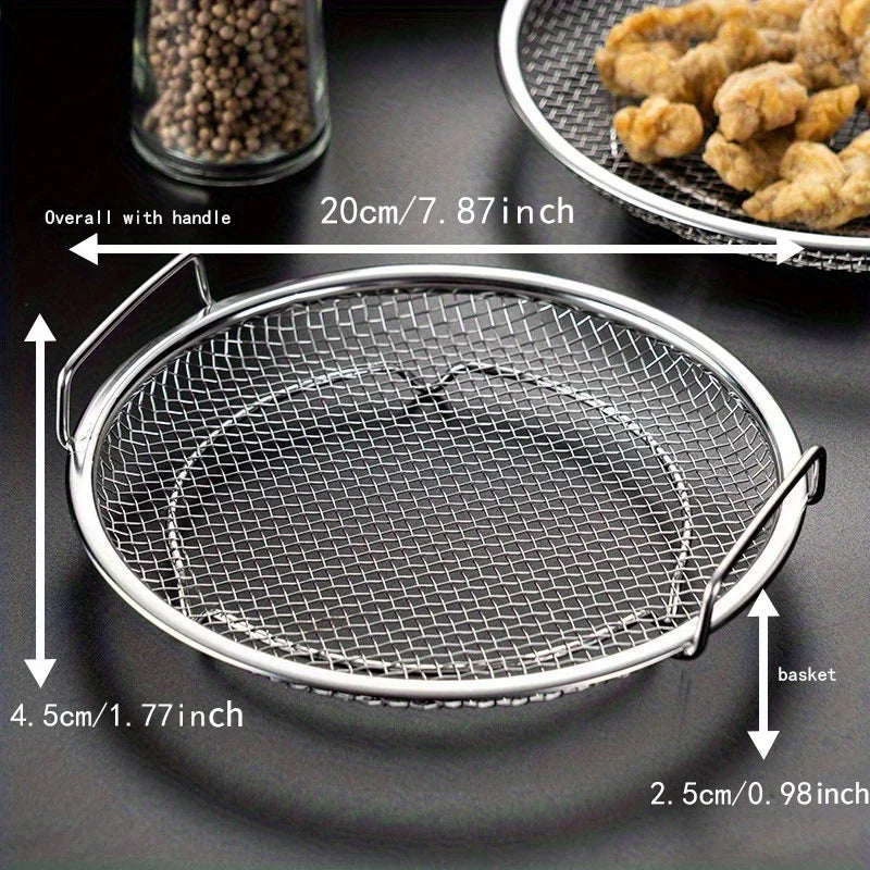 Stainless Steel Filter Tray,Reusable Round Mesh Basket,Frying Grilling,Kitchen Strainer,Fruit vegetable water filter basket