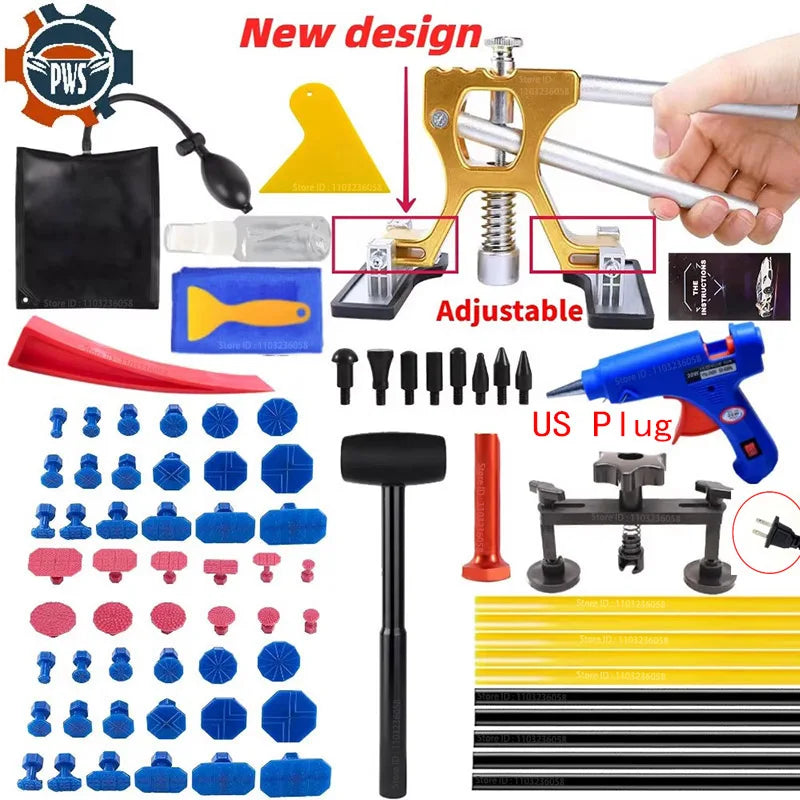 PWS New Adjustable Car Dent Repair Tools  Glue Gun Auto Dent Removal Kit Automotive Paintless Dent Repair Kit for Vehicle