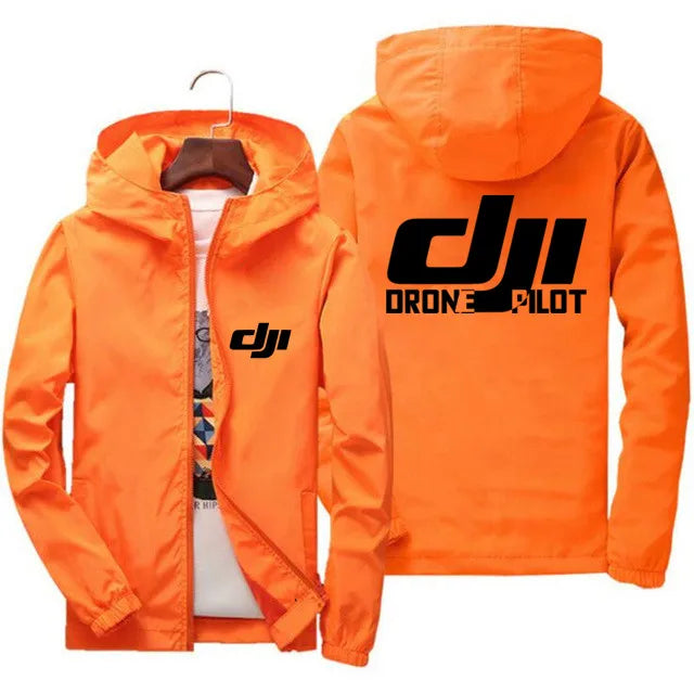 Men's Bomber Hooded DJI Drone Pilot Casual Thin Windbreaker Jacket