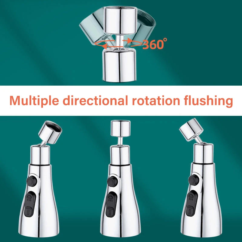 3-in-1 Kitchen Faucet Extender, 360° Rotate, Pull-Out, Multi-Mode Flushing Booster Accessory