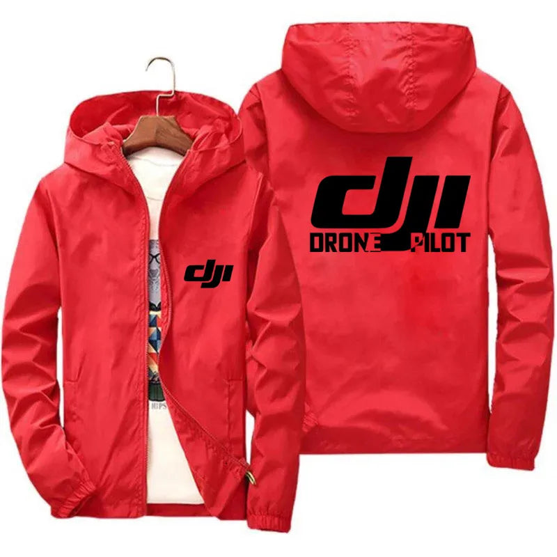 Men's Bomber Hooded DJI Drone Pilot Casual Thin Windbreaker Jacket
