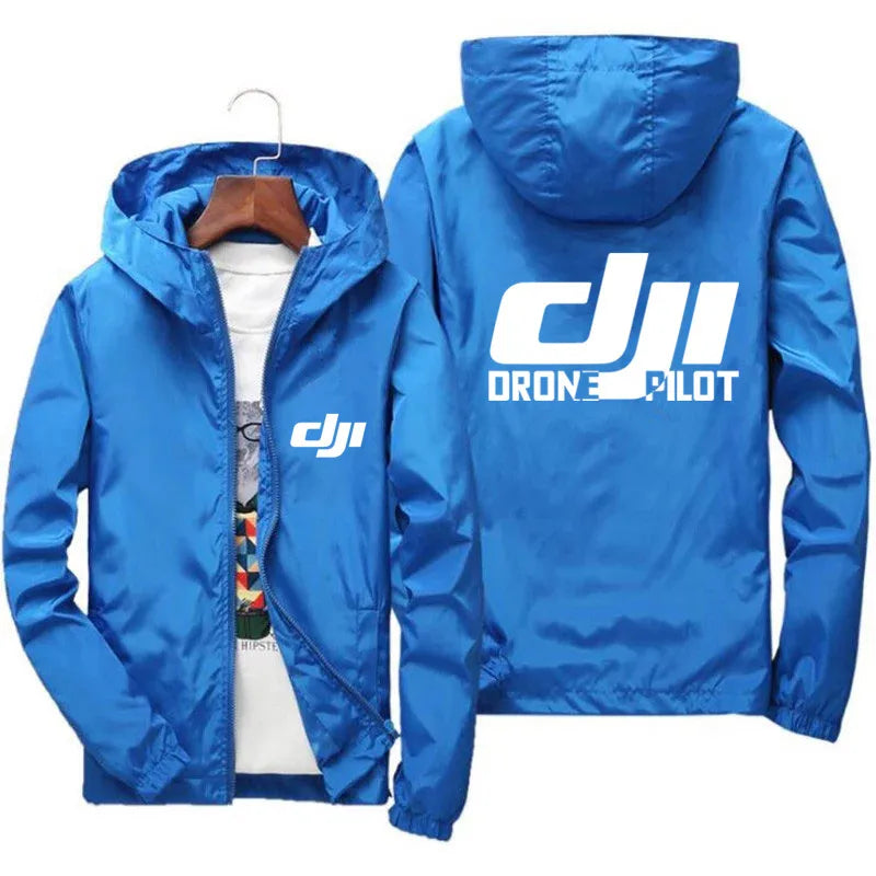 Men's Bomber Hooded DJI Drone Pilot Casual Thin Windbreaker Jacket