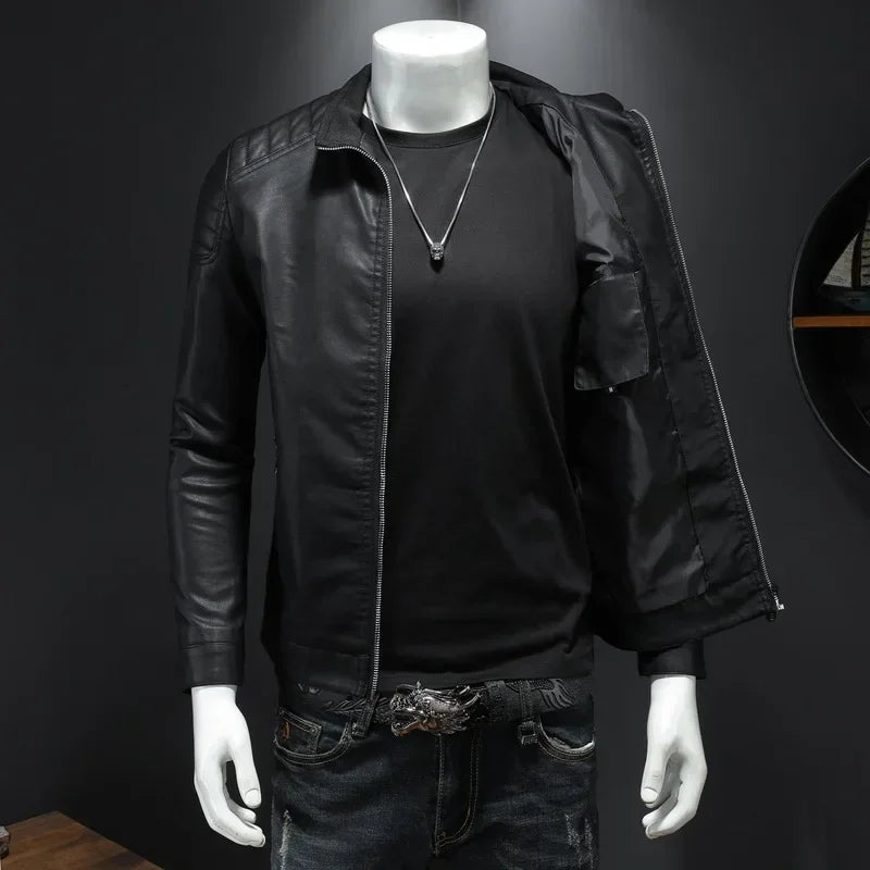 Men PU Leather Jacket Motorcycle Streetwear Baseball Outdoor Bomber Casual coat Men Autumn Motorcycle Windbreaker Male Outwear