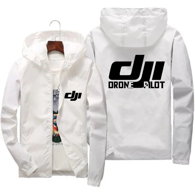 Men's Bomber Hooded DJI Drone Pilot Casual Thin Windbreaker Jacket