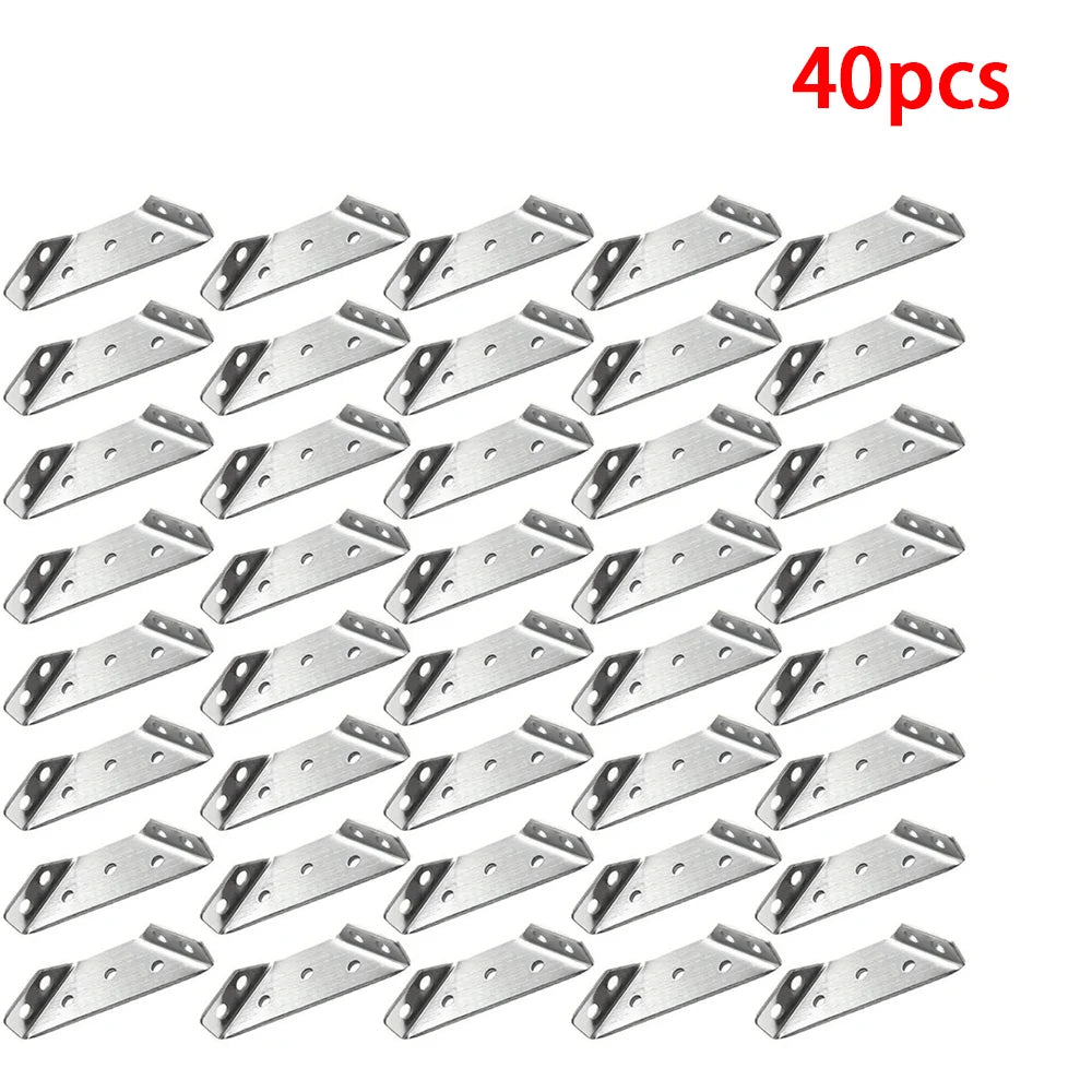10/20/40/50pcs Thickened Stainless Steel Angle Code 90 Degrees Right Angle Fixed Bracket Furniture Connectors