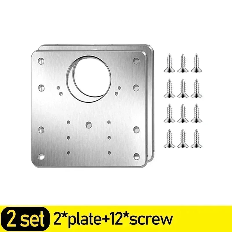 20/2Pcs Cabinet Hinge Repair Plate Kits Stainless Steel Door Hinge Mounting Plate with Holes for Home Kitchen Cupboard Furniture