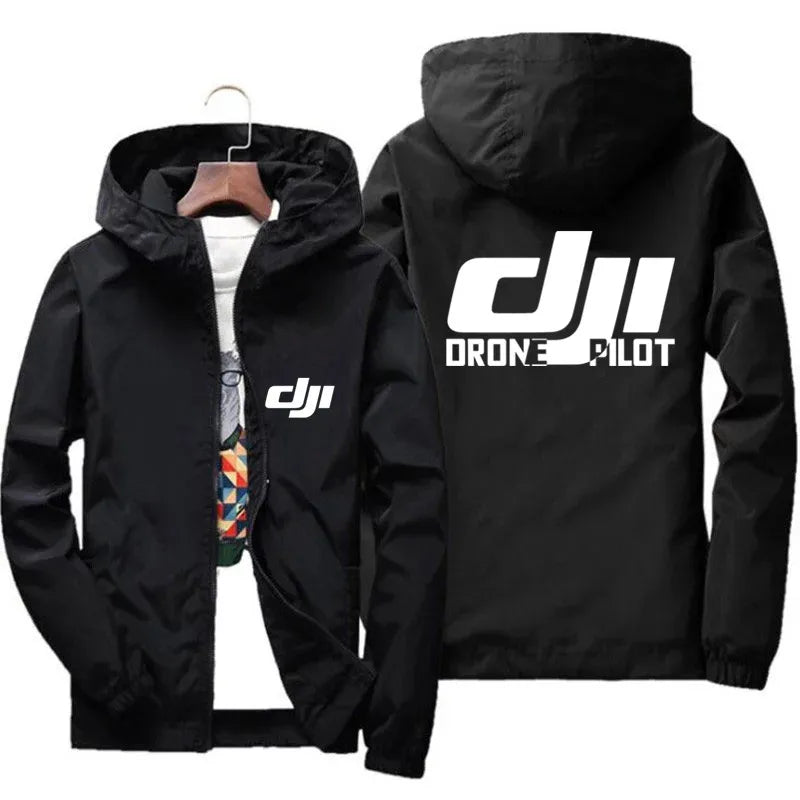 Men's Bomber Hooded DJI Drone Pilot Casual Thin Windbreaker Jacket