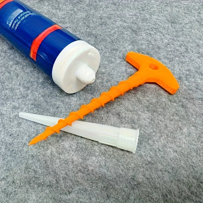 Silicone seal cap and seal gun nozzle removal tool, silicone seal cap used for open core tubes to prevent rapid drying