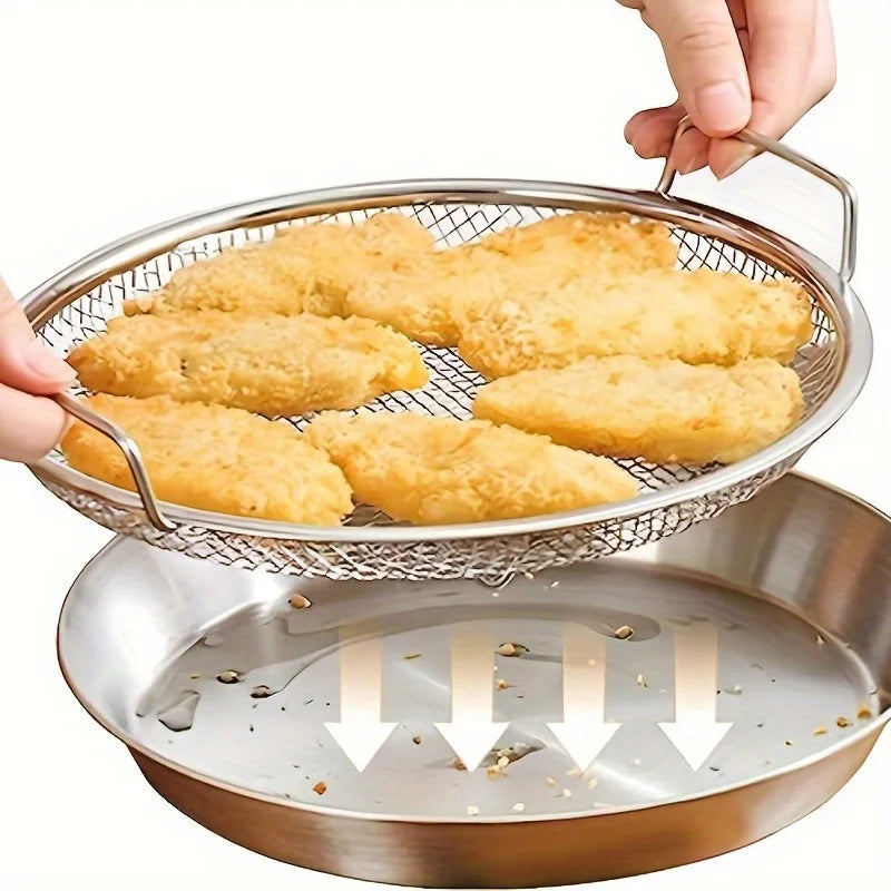 Stainless Steel Filter Tray,Reusable Round Mesh Basket,Frying Grilling,Kitchen Strainer,Fruit vegetable water filter basket