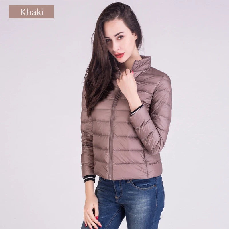 Female Ultra Lightweight Packable Puffer Coats 2023 New Arrivals Fashion Stand Collar Korean Slim Fit Women Office Lady Coat