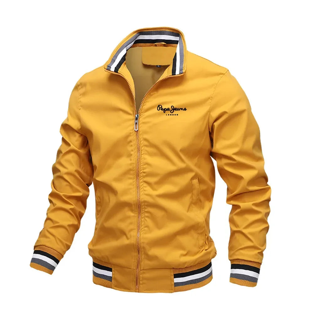 Men's Casual Zipper Lift Neck Jacket, Outdoor Sports Coat, Men's Windproof Jacket, Waterproof Bomber, Autumn & Winter