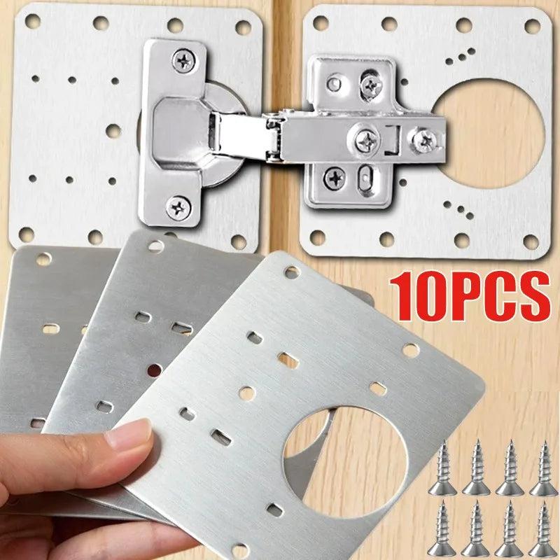 Stainless Steel Cabinet Door Hinge Repair Plate Kit with Screws – Durable Furniture Hardware