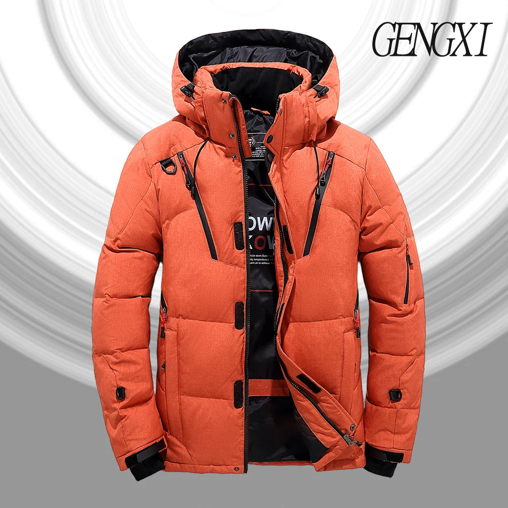 Men's Outdoor Lightweight Warm Detachable Collar Down Jacket Winter New Arrival Casual Fashion Multi-Pocket Workwear Down Coat