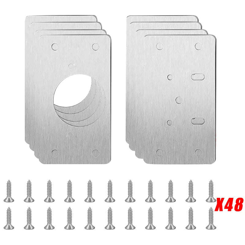 2-10Pcs Cabinet Hinge Repair Plate Kit Kitchen Cabinet Hinge Repair Plate Stainless Steel Hinge Door Hinge Mounting Fixing Plate