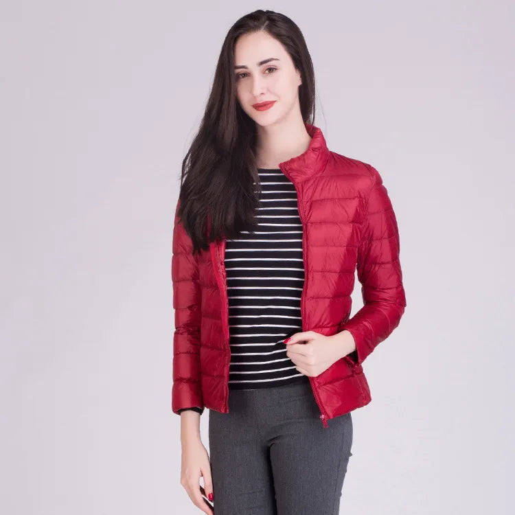 Female Ultra Lightweight Packable Puffer Coats 2023 New Arrivals Fashion Stand Collar Korean Slim Fit Women Office Lady Coat
