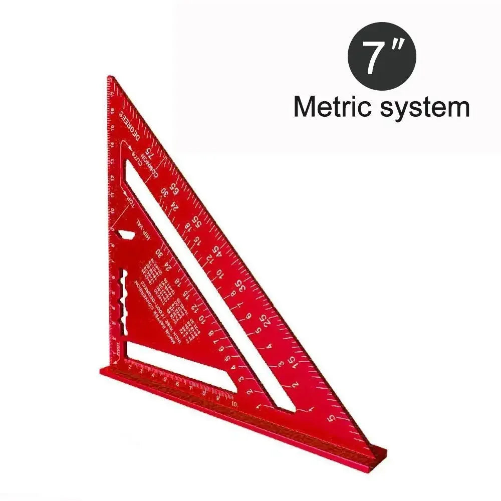 7" Triangle Ruler, Aluminium Alloy Carpenter Tool, Inch & Metric Angle Speed Square for Woodworking