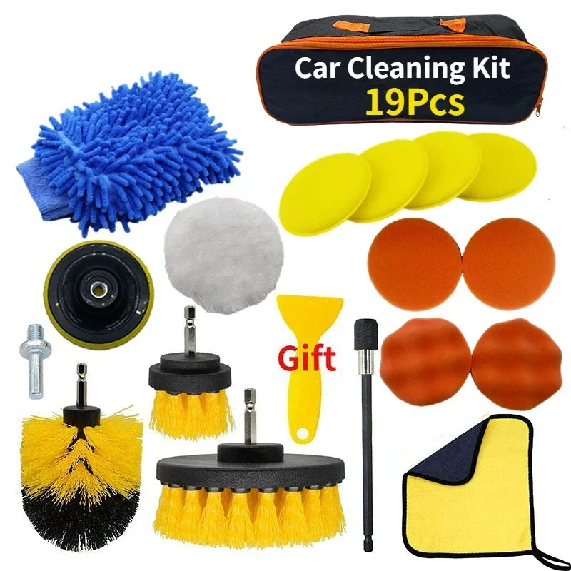 New Car Cleaning Kit Scrubber Zfouek Drill Detailing Brush Set Air Conditioner Vents Towel Polisher Car Auto Detailing Tools