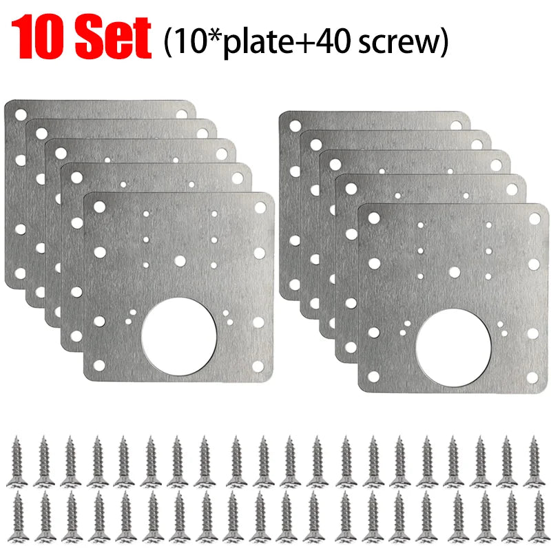 Stainless Steel Cabinet Door Hinge Repair Plate Kit with Screws – Durable Furniture Hardware