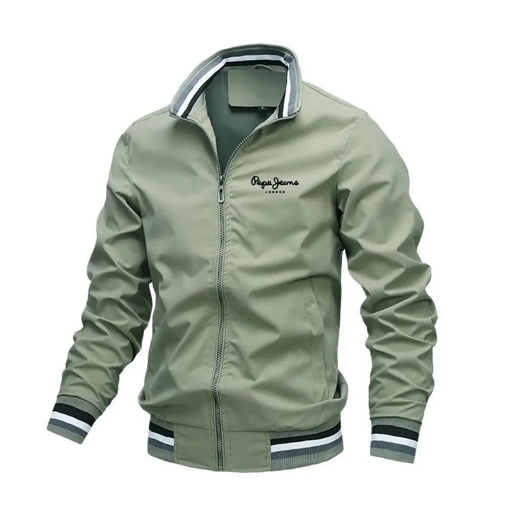 Men's Casual Zipper Lift Neck Jacket, Outdoor Sports Coat, Men's Windproof Jacket, Waterproof Bomber, Autumn & Winter