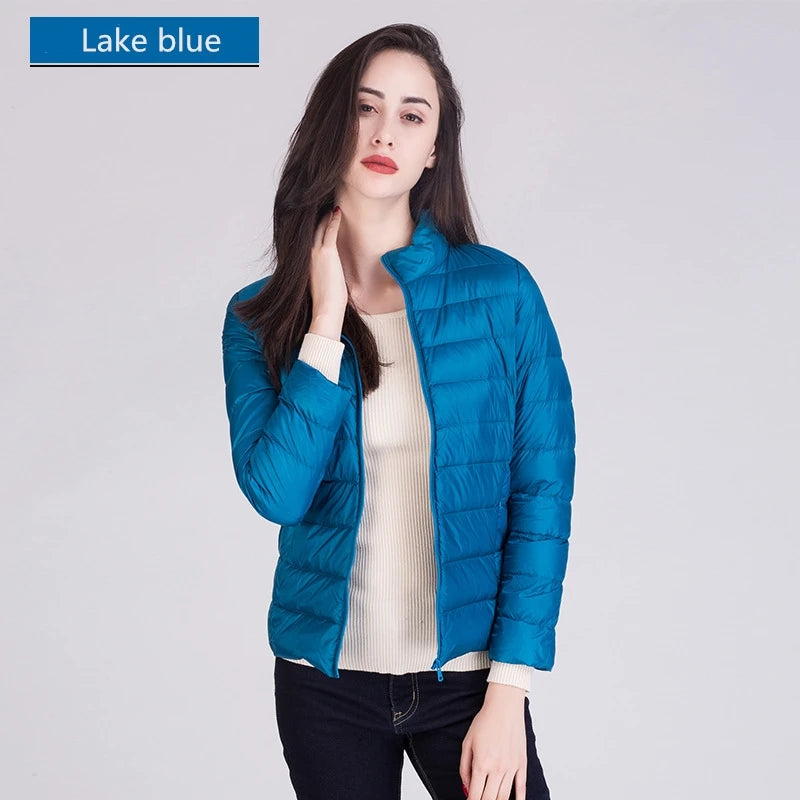 Female Ultra Lightweight Packable Puffer Coats 2023 New Arrivals Fashion Stand Collar Korean Slim Fit Women Office Lady Coat
