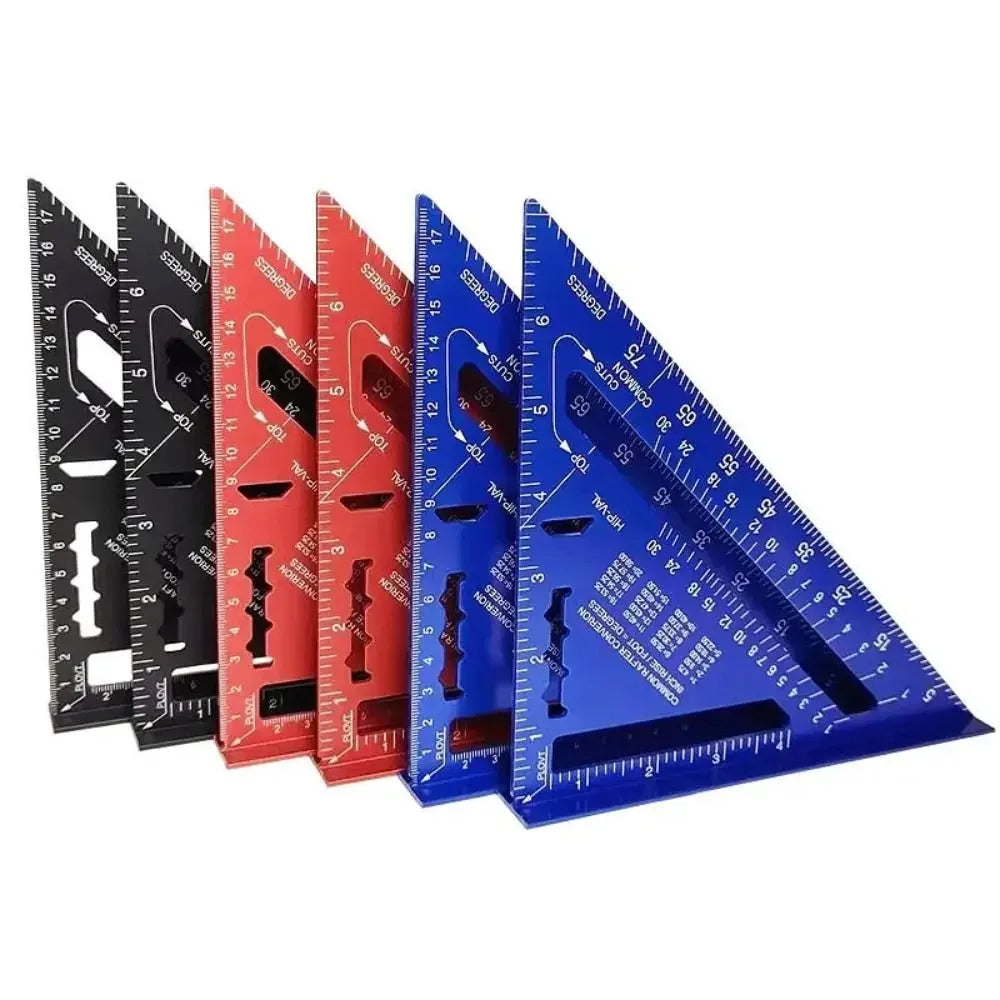 7" Triangle Ruler, Aluminium Alloy Carpenter Tool, Inch & Metric Angle Speed Square for Woodworking