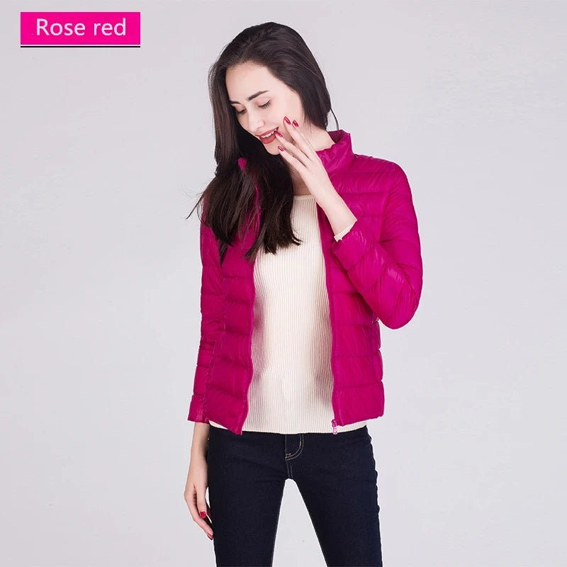 Female Ultra Lightweight Packable Puffer Coats 2023 New Arrivals Fashion Stand Collar Korean Slim Fit Women Office Lady Coat