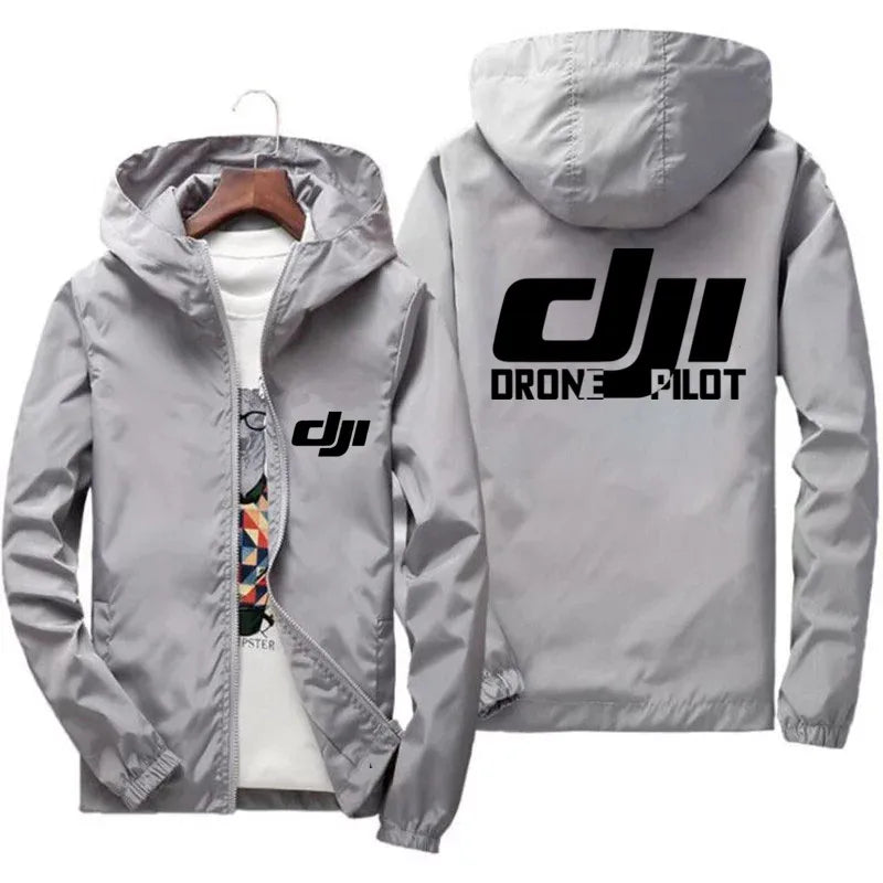 Men's Bomber Hooded DJI Drone Pilot Casual Thin Windbreaker Jacket