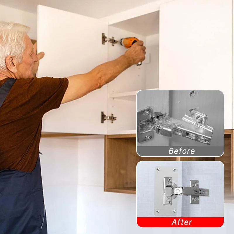 2-10Pcs Cabinet Hinge Repair Plate Kit Kitchen Cabinet Hinge Repair Plate Stainless Steel Hinge Door Hinge Mounting Fixing Plate