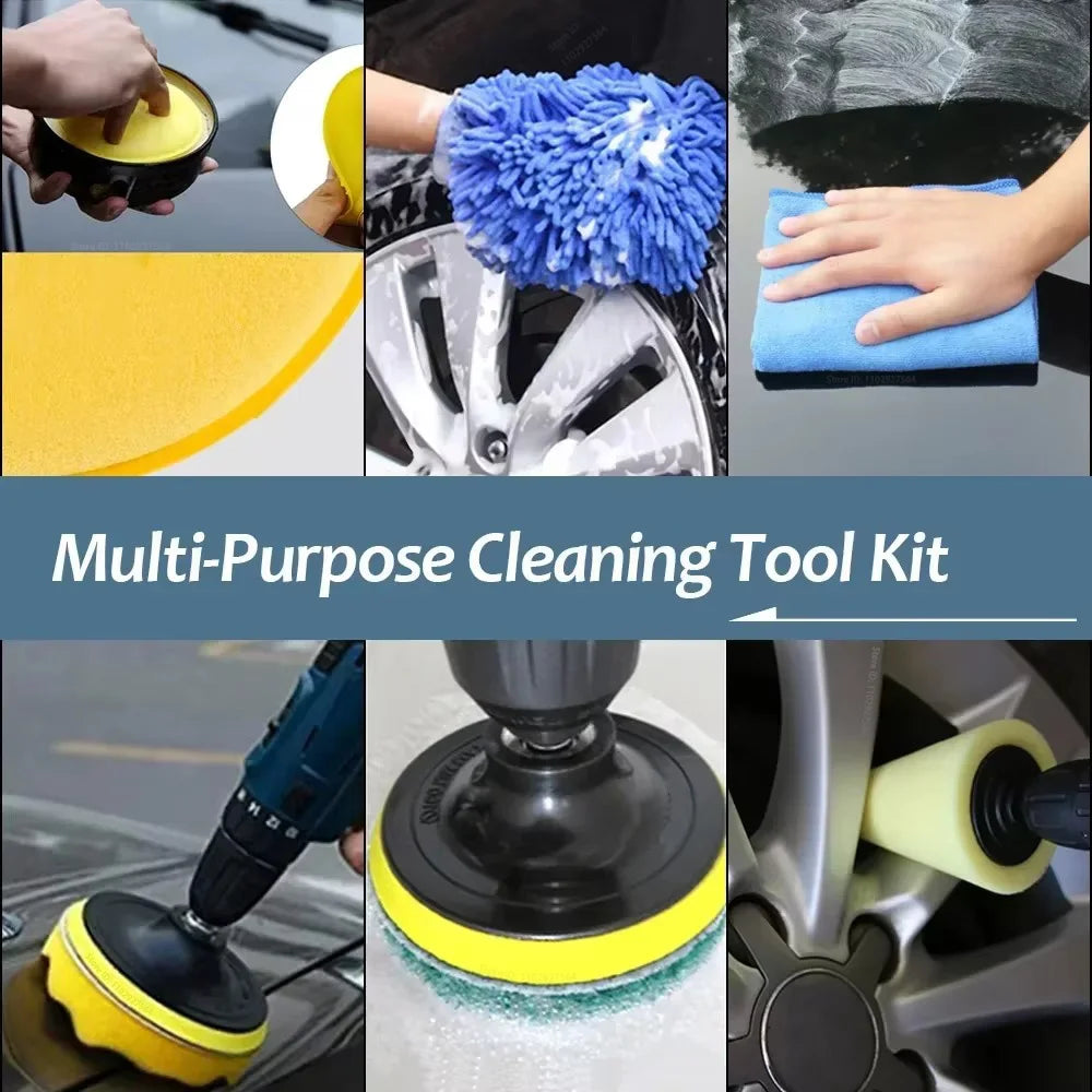 New Car Cleaning Kit Scrubber Zfouek Drill Detailing Brush Set Air Conditioner Vents Towel Polisher Car Auto Detailing Tools