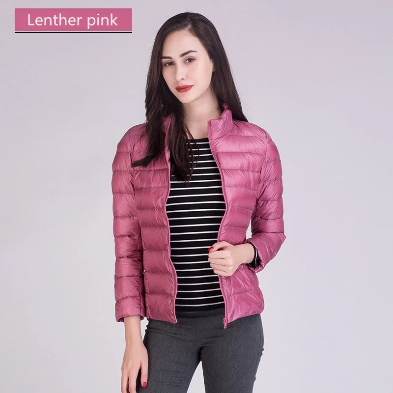 Female Ultra Lightweight Packable Puffer Coats 2023 New Arrivals Fashion Stand Collar Korean Slim Fit Women Office Lady Coat