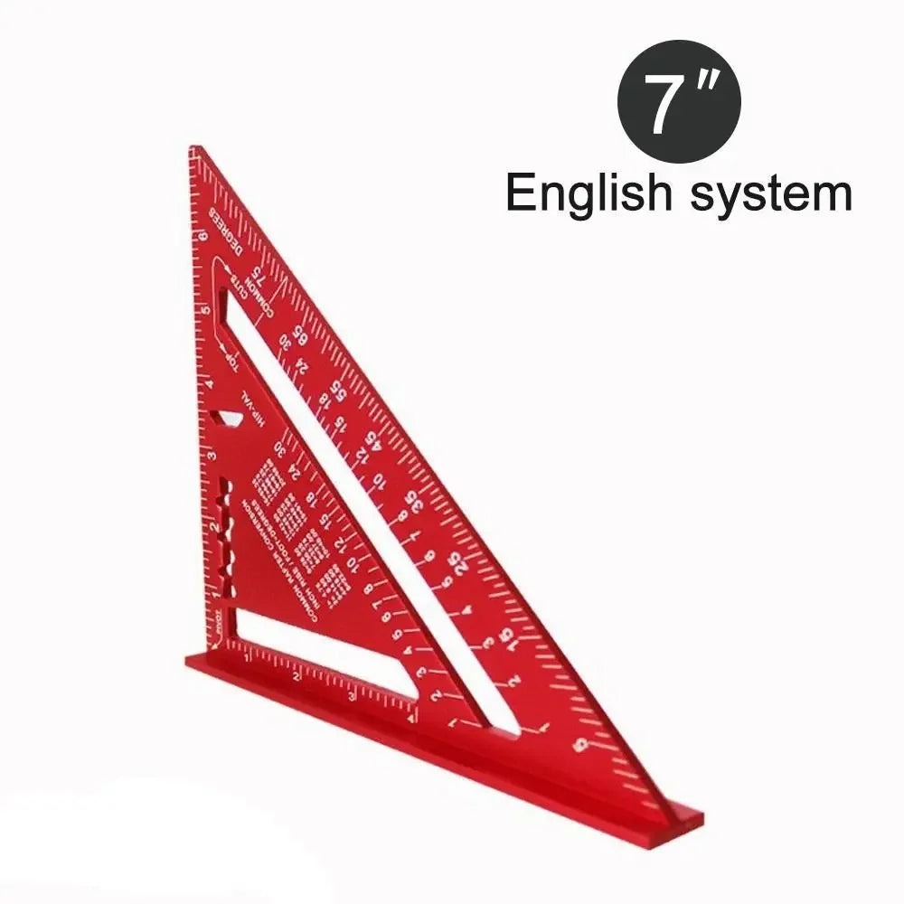7" Triangle Ruler, Aluminium Alloy Carpenter Tool, Inch & Metric Angle Speed Square for Woodworking